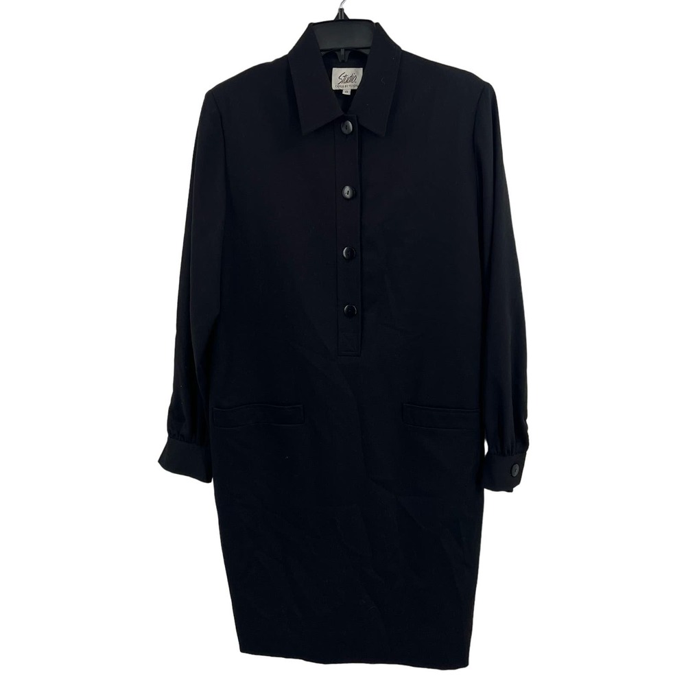 Studio Collection Vintage Black Shirt Dress Size 8‎